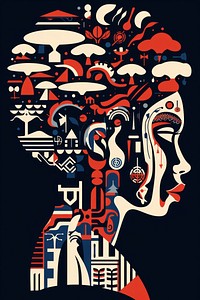 African tribal woman art graphics poster. AI generated Image by rawpixel.