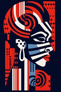 African tribal woman art graphics creativity. AI generated Image by rawpixel.