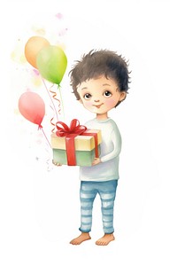 Child holding birthday gift balloon cute baby. AI generated Image by rawpixel.
