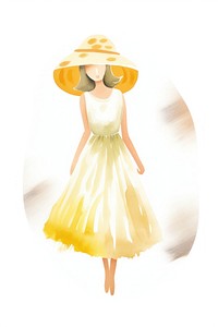Young woman in straw hat white background headwear umbrella. AI generated Image by rawpixel.