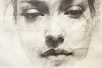 Woman face portrait drawing sketch. 