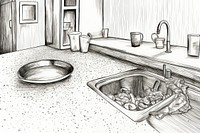 Kitchen sketch drawing sink. AI generated Image by rawpixel.