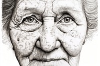 Grandma face sketch portrait drawing. AI generated Image by rawpixel.