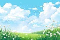 Grass and flowers green sky grassland. AI generated Image by rawpixel.