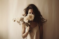 Woman holding bouquet flower photography portrait adult. AI generated Image by rawpixel.