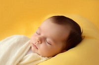 Newborn baby sitting sleeping portrait blanket. AI generated Image by rawpixel.