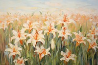 Lily flowers painting plant field. AI generated Image by rawpixel.