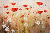Field of wildflowers painting poppy plant. AI generated Image by rawpixel.