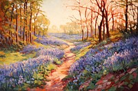 Bluebells painting landscape outdoors. AI generated Image by rawpixel.