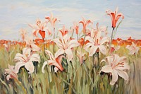 Lily flowers painting plant field. AI generated Image by rawpixel.