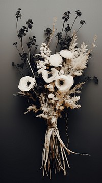 Burning dried flower bouquet plant black white. AI generated Image by rawpixel.