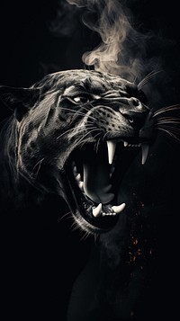 Roaring panther wildlife animal mammal. AI generated Image by rawpixel.