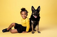 Black little girl with dog pet portrait smiling. AI generated Image by rawpixel.