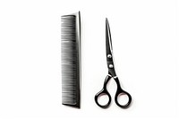 Hair cut scissors and comb white background equipment tool. AI generated Image by rawpixel.