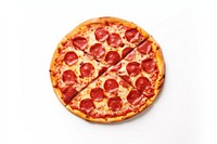 Pizza box pepperoni inside top open food white background freshness. AI generated Image by rawpixel.