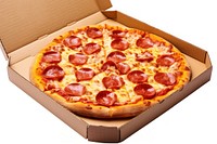 Pizza boxs pepperoni food white background. AI generated Image by rawpixel.