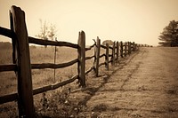 Wooden fence in the farm outdoors nature tranquility. 