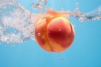 Peach liquid floating fruit underwater freshness. AI generated Image by rawpixel.