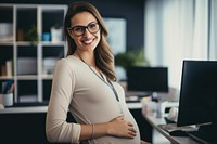 Pregnant business woman computer smiling working. 