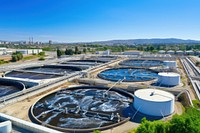 Wastewater treatment outdoors architecture aerial view. 