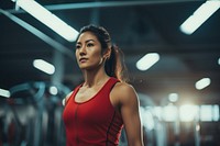 Asian woman in sportswear walking in a gym adult determination bodybuilding. AI generated Image by rawpixel.