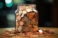 Donation box coin money jar. 