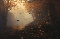 Autumn leaves landscape outdoors woodland. AI generated Image by rawpixel.