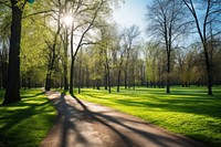Park walking path grass tree landscape. AI generated Image by rawpixel.