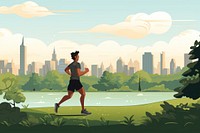 Man running jogging shorts plant. AI generated Image by rawpixel.