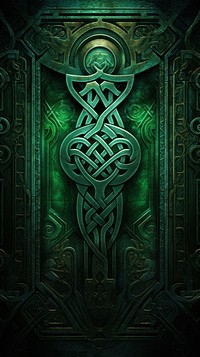Celtic serene pattern green architecture. AI generated Image by rawpixel.