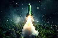 Rocket launching green outdoors missile. AI generated Image by rawpixel.