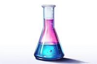 Lab vial bottle glass white background.