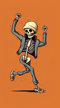 A cartoon skeleton dancing clothing footwear drawing. AI generated Image by rawpixel.