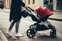 A mother pushing a stroller with a baby boy vehicle walking adult. AI generated Image by rawpixel.