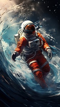 Astronaut space wave protection. AI generated Image by rawpixel.
