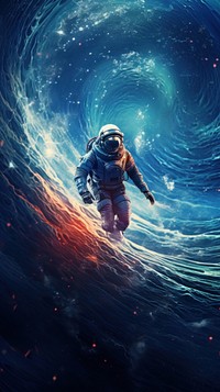 Astronaut outdoors nature sports. AI generated Image by rawpixel.
