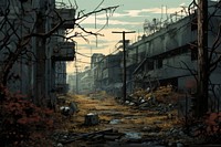 Overgrown post apocalyptic infrastructure deterioration architecture. AI generated Image by rawpixel.