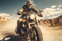 Adult with equipment riding motorcycle portrait vehicle transportation. AI generated Image by rawpixel.