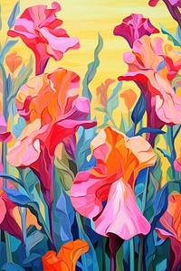 Flower ornament lilly field painting backgrounds plant. AI generated Image by rawpixel.
