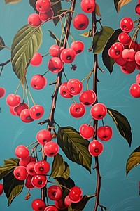 Cherries backgrounds painting cherry. AI generated Image by rawpixel.