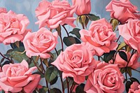 Pink roses flower backgrounds painting. AI generated Image by rawpixel.