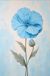 Blue flower painting drawing plant. AI generated Image by rawpixel.
