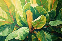 Fiddle fig leaf backgrounds painting nature. AI generated Image by rawpixel.