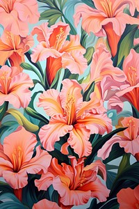 Lily field painting flower backgrounds. AI generated Image by rawpixel.