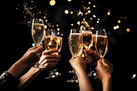 Raising a toast glass fireworks champagne. AI generated Image by rawpixel.