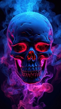 Skull smoke purple illuminated. AI generated Image by rawpixel.