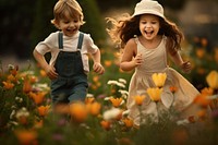 Smiling children outdoors carefree laughing. AI generated Image by rawpixel.