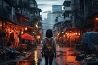 Thai person walking street city. AI generated Image by rawpixel.