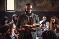 A happy black university teacher student adult book. AI generated Image by rawpixel.