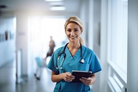 Smiling female doctor hospital portrait scrubs. AI generated Image by rawpixel.